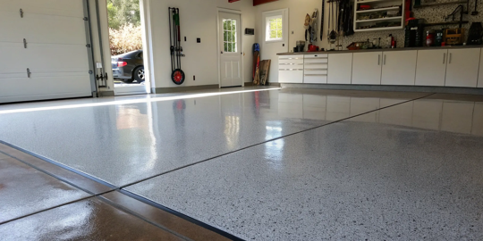 Cost comparison of a polyaspartic vs epoxy garage floor with a smooth, glossy finish.